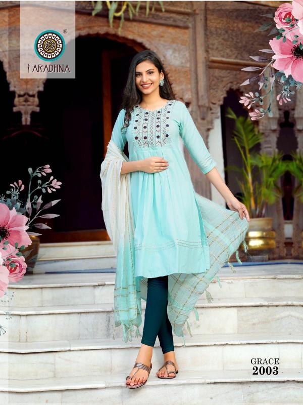 Aradhna Grace 2 Nayra  Cotton Designer Cut Kurti With Dupatta